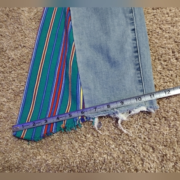 Prana Bell-Bottom Wide Flare Denim Jeans with Multicolor Stripes - Picture 9 of 15